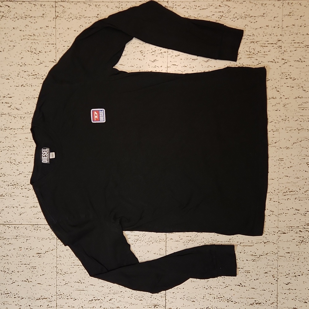 Diesel Black T Diego Division Box Spellout Logo Long Sleeve T-Shirt